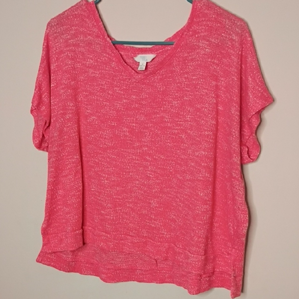Time and Tru Women's Bright Pink Short Sleeve Top